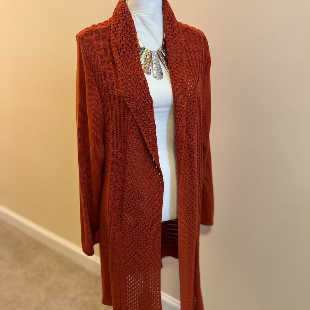 Notations Women's Open Front Cardigan in Rust